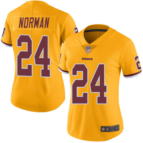 Washington Redskins Limited Gold Women Josh Norman Jersey NFL Football #24 Rush Vapor Untouchable